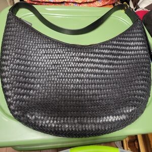 Madewell Essential Black Woven Leather Crossbody/Shoulder Bag